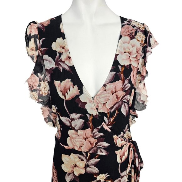 PAIGE Maxi Floral Dress Size M Wedding Guest, Wrap Dress - Picture 4 of 12